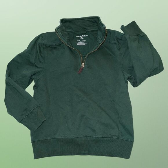 Little Boys Tommy Bahama 1/4 Zip Long Sleeve Hunter Green Pullover Polo Size 5/6 - Picture 1 of 3